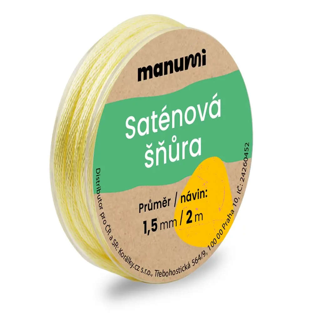 Nylonová saténová šňůra 1,5 mm/2m Sunshine Yellow - 1 ks