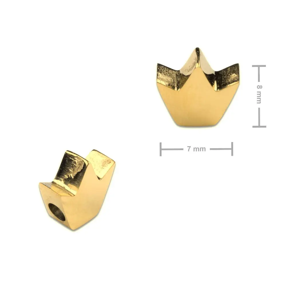 Korálek z chirurgické oceli ve tvaru koruny 7 x 8 mm v barvě zlata - 1 ks