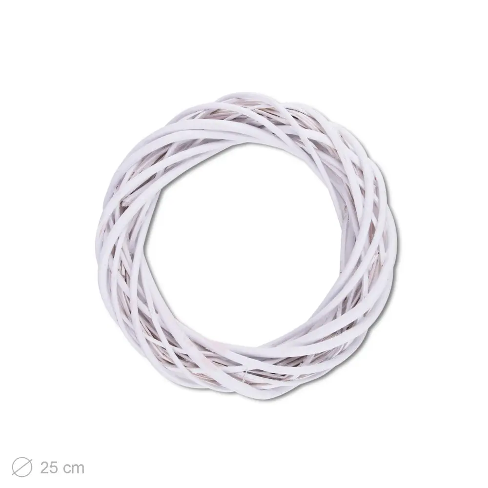 Proutěný základ na věnec 25cm bílý - 1 ks