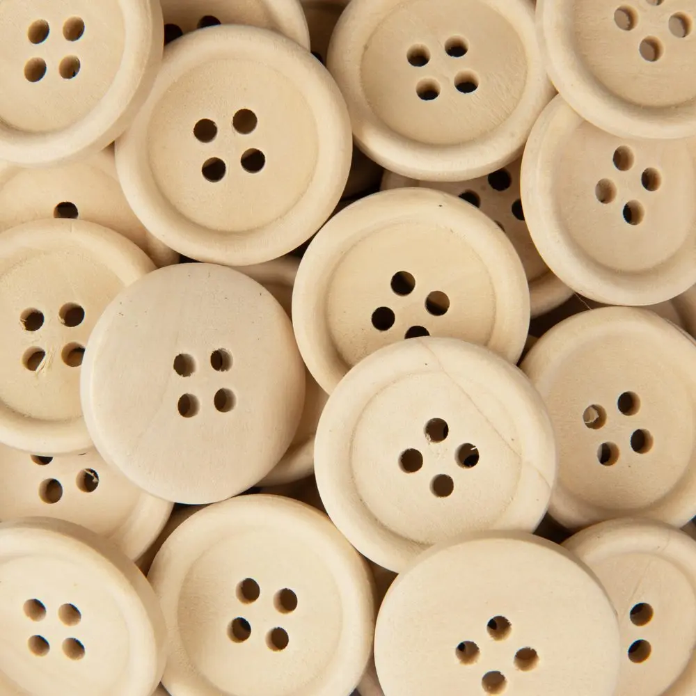 Dřevěné knoflíky 25 mm kulaté 8 ks přírodní - 1 balení