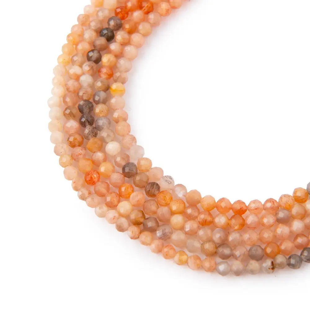 Korálky z minerálu Sluneční kámen gradient 3 mm broušené - 18 cm