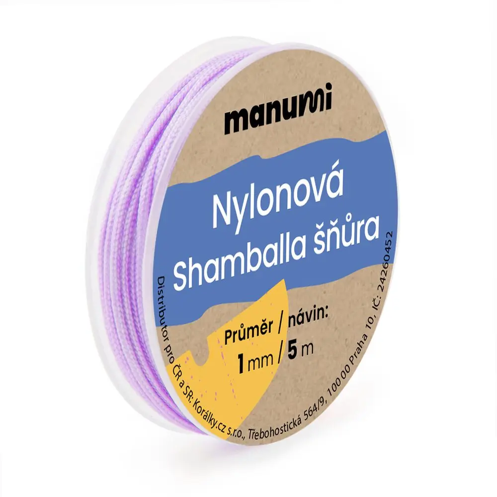 Manumi Nylonová šňůrka na Shamballa náramky 1 mm/5m světle fialová č. 24 - 5 ks