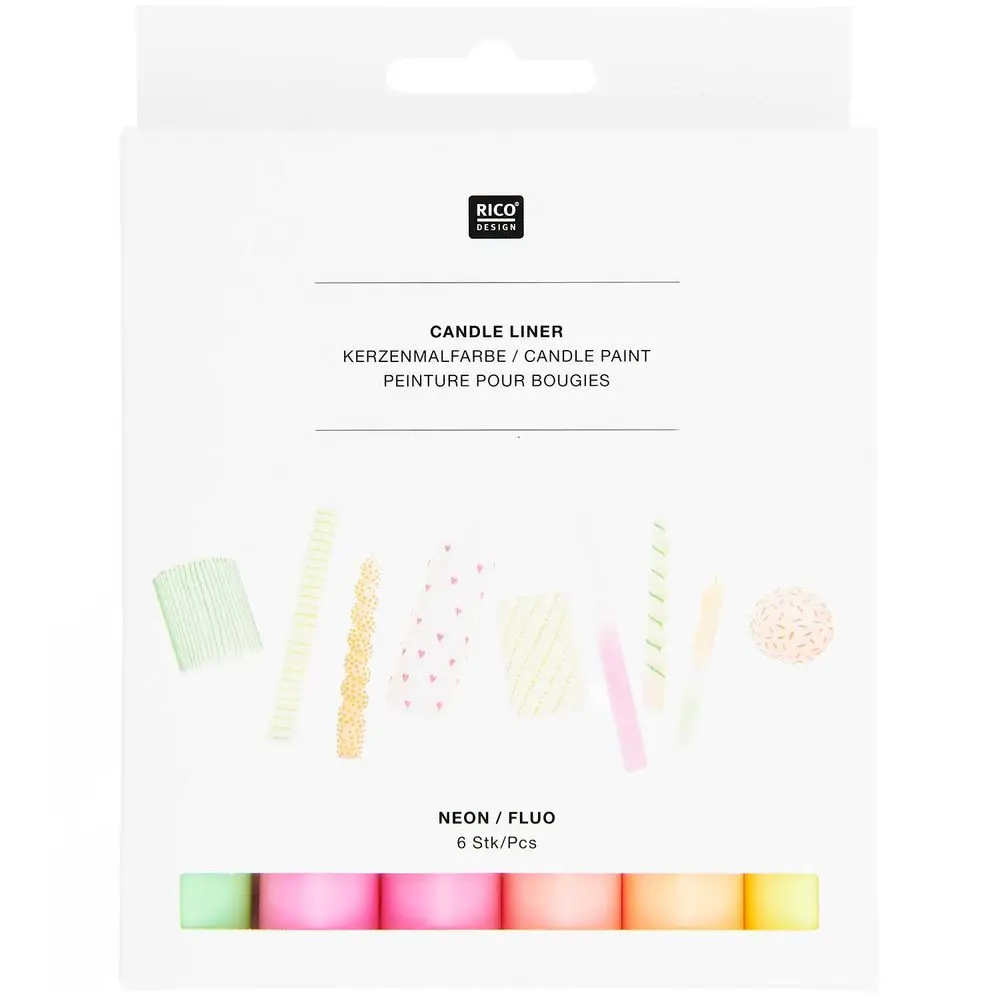 Rico design sada voskových per pro malování na svíčky 6 ks neonové barvy -