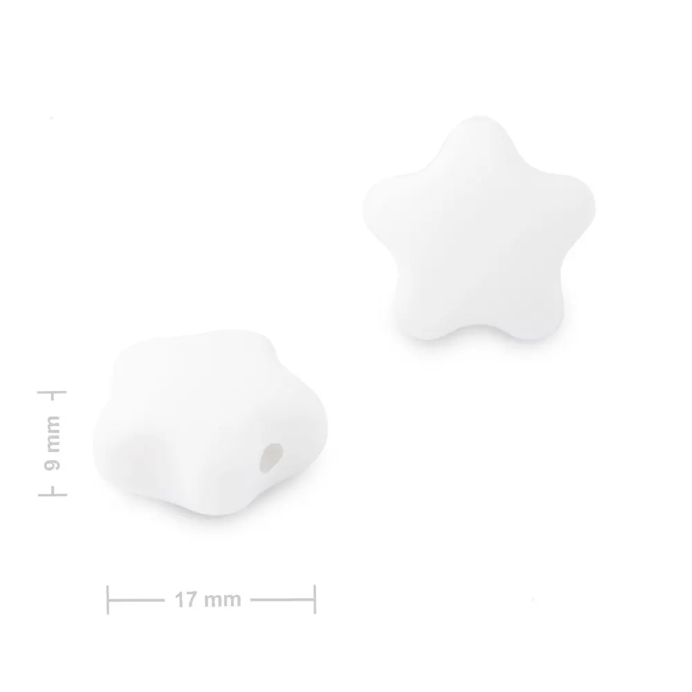 Silikonové korálky hvězdička 17x16x9 mm Snow White - 15 ks