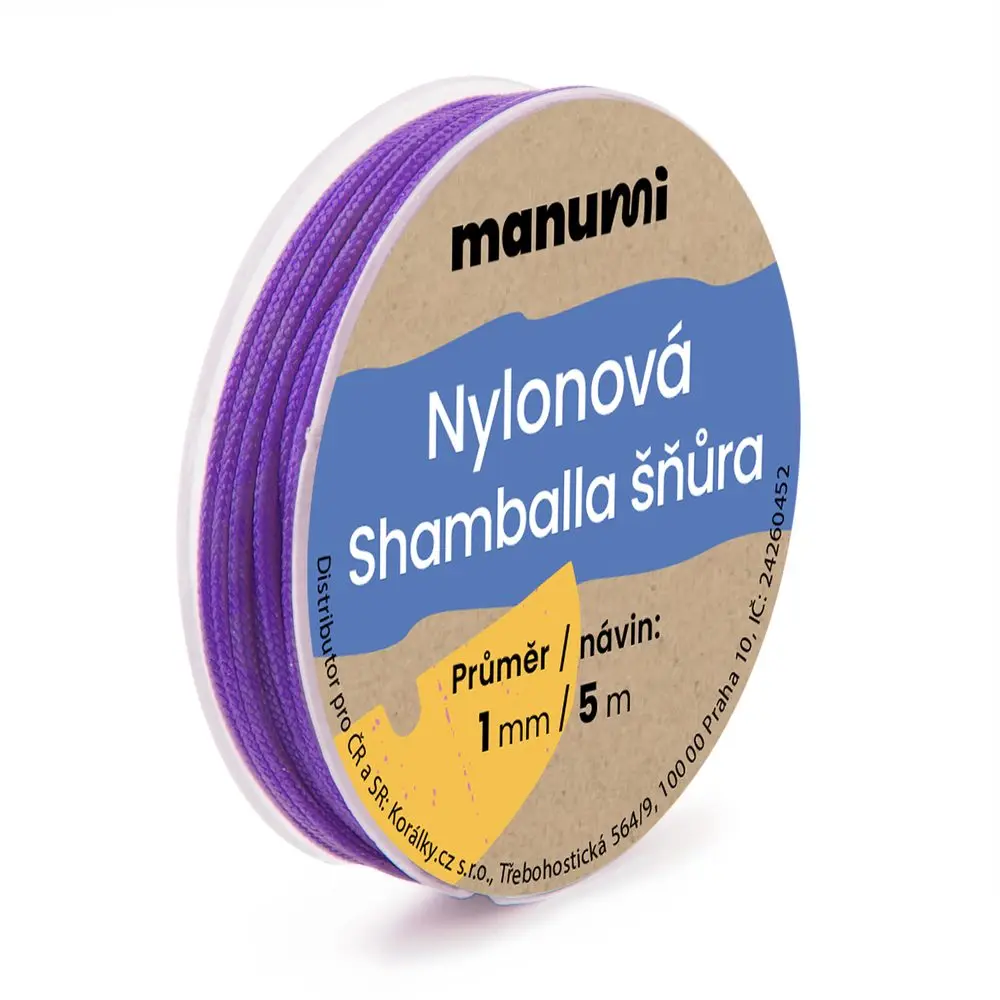Manumi Nylonová šňůrka na Shamballa náramky 1 mm/5m fialová č. 25 -