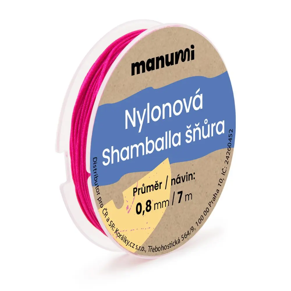 Manumi Nylonová šňůrka na Shamballa náramky 0,8 mm/7m tmavě růžová č. 33 - 1 ks