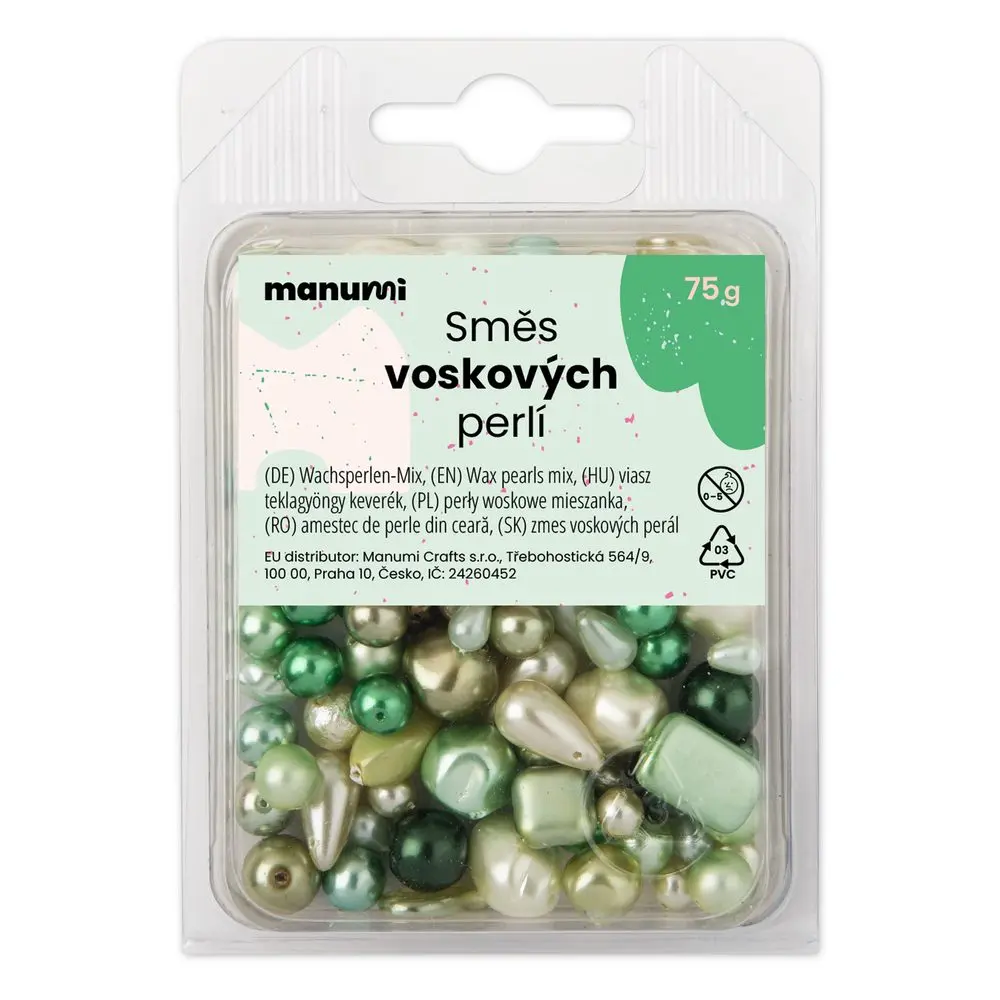 Manumi směs českých voskových perel zelená - 75 g