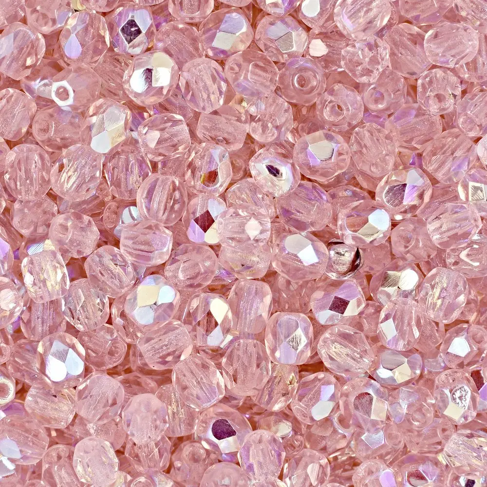 Manumi české broušené korálky 4 mm Rosaline AB - 45 ks