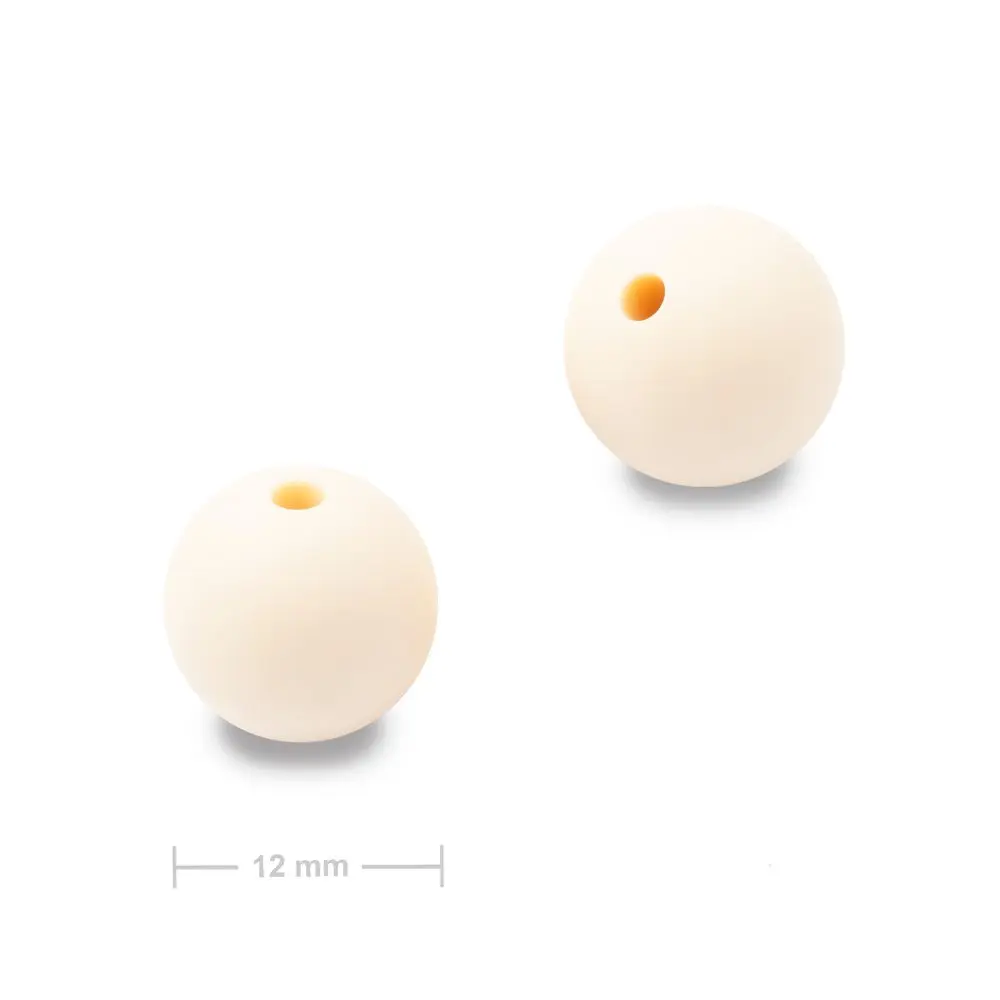 Silikonové kulaté korálky 12 mm Cream - 4 ks