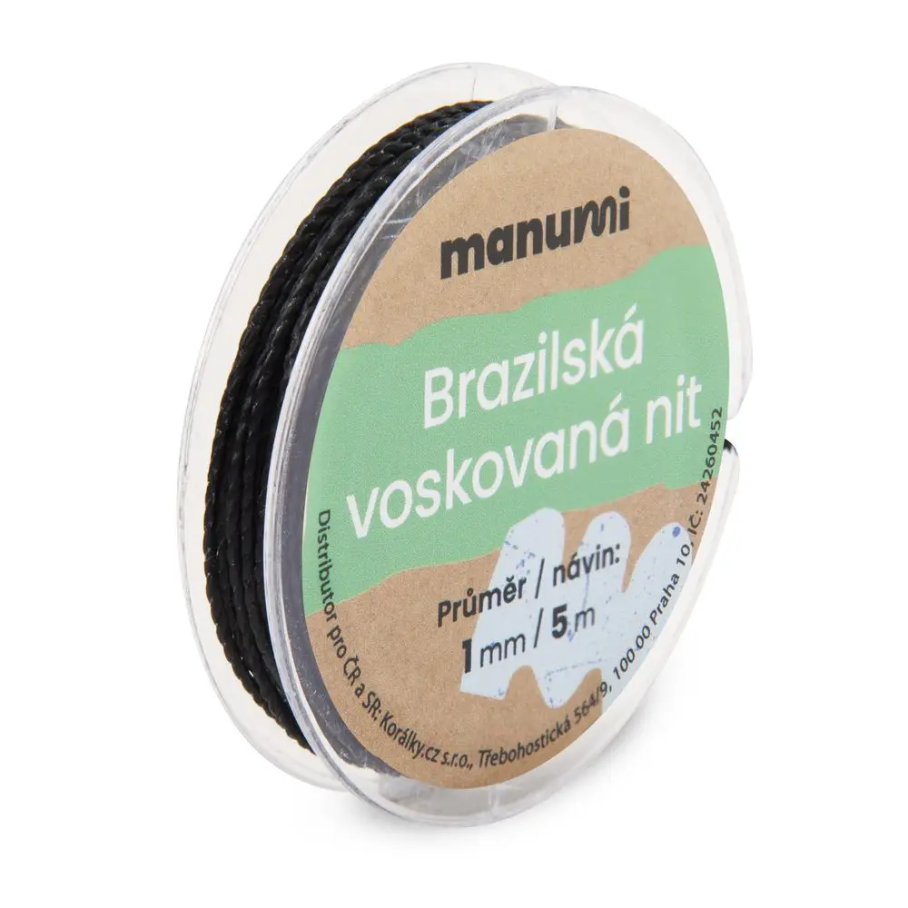 Manumi Brazilská voskovaná nit 1 mm/5m černá - 1 ks