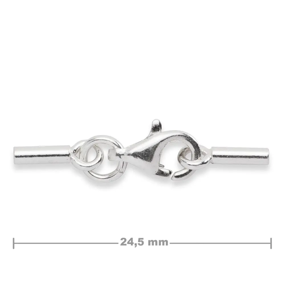 Stříbrné kulaté lepící koncovky 1 mm s 8 mm karabinkou -