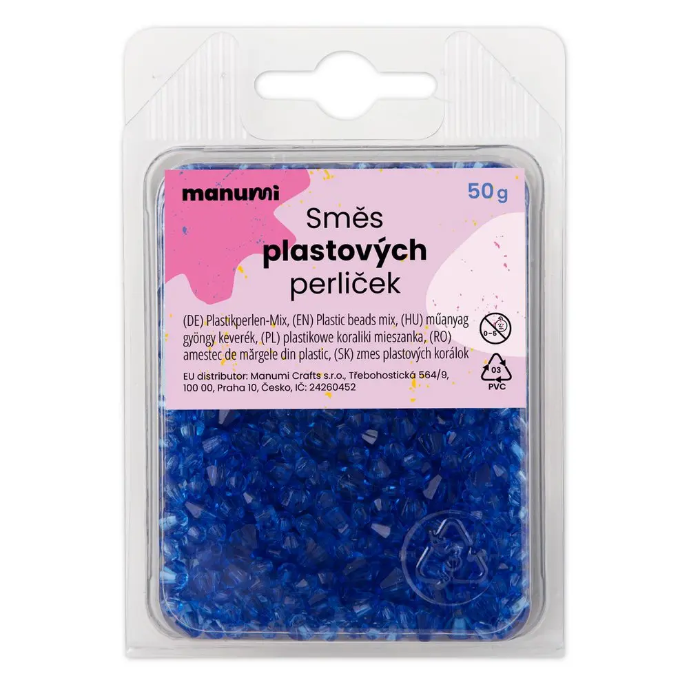 Manumi broušené akrylové korálky 4 - 8 mm modré - 100 g