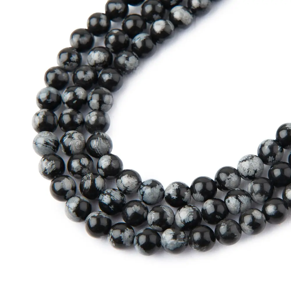 Korálky z minerálu Obsidián vločkový 4 mm - 15 ks