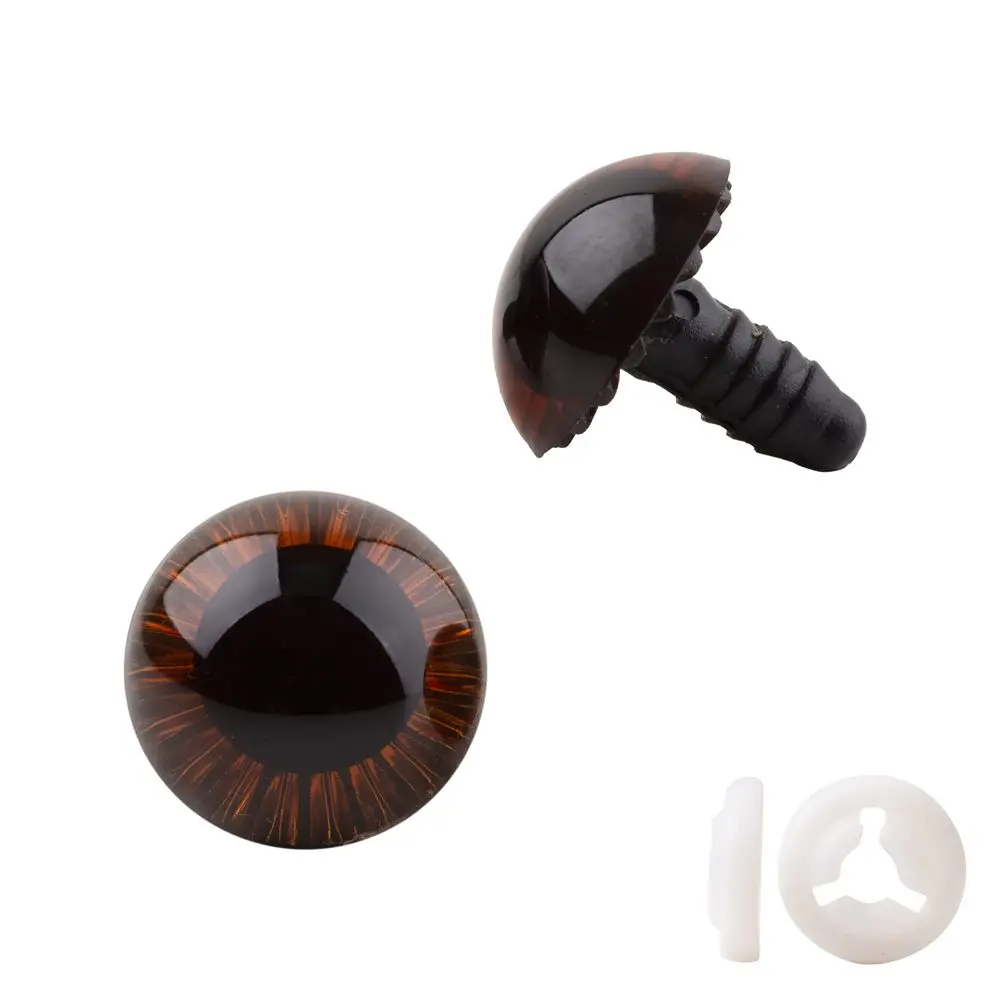 Pár očiček s bezpečnostnín uzávěrem 19,5mm hnědé - 1 pár