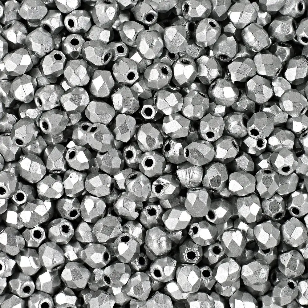 Manumi české broušené korálky 3 mm Matte Metallic Silver - 300 ks
