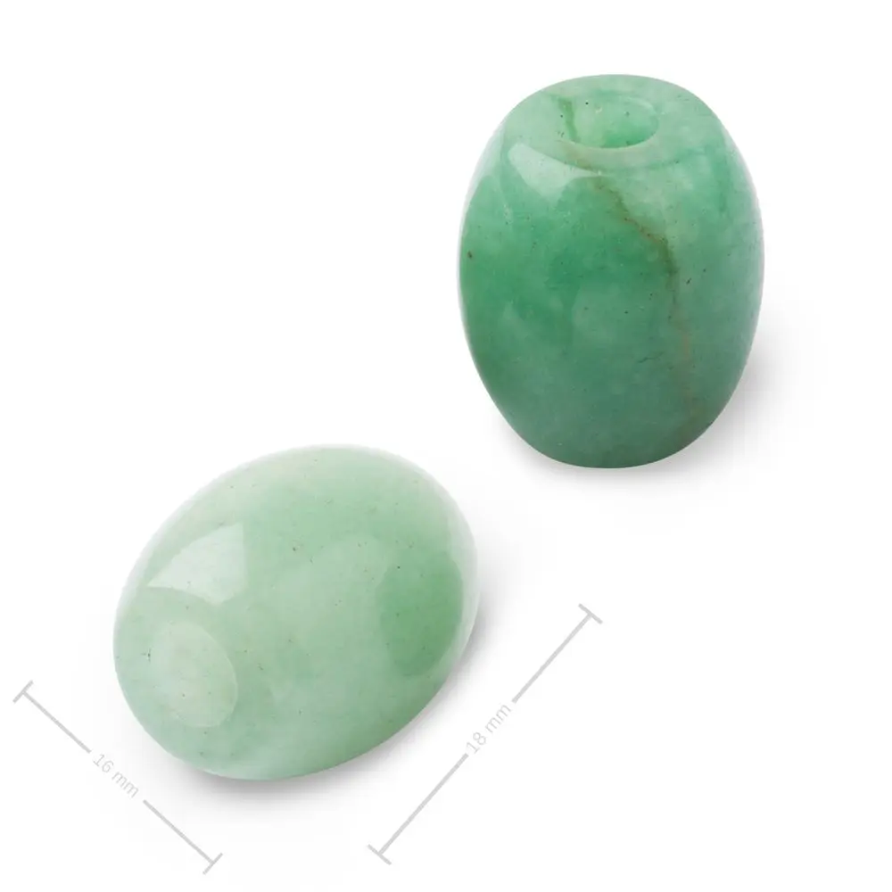 Korálek soudek z minerálu Avanturín s velkým průtahem pro Macramé 18x16 mm - 1 ks