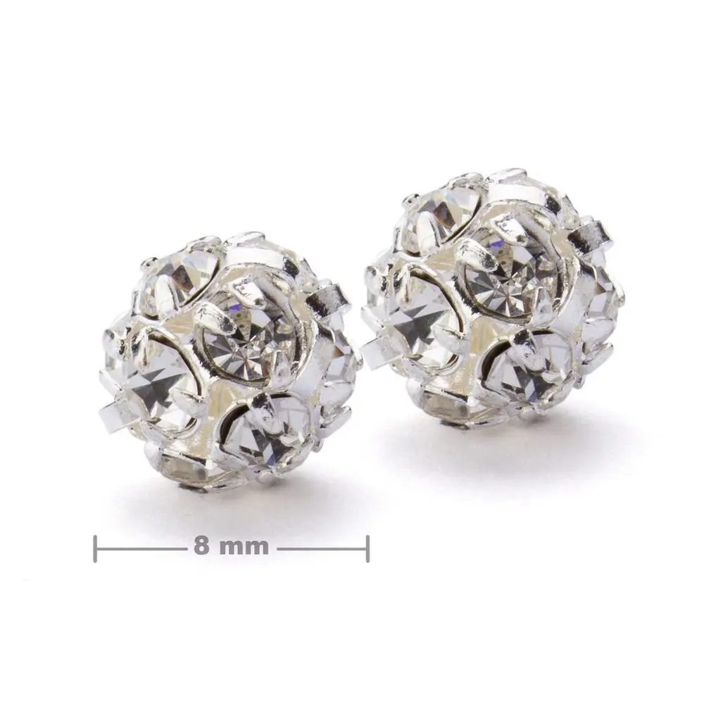 Manumi štrasová kulička 8 mm stříbrná Crystal - 2 ks
