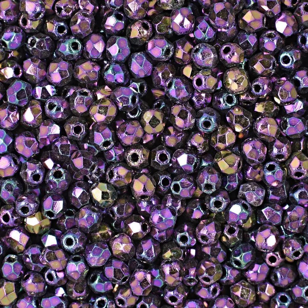Manumi české broušené korálky 3 mm Iris Purple - 300 ks