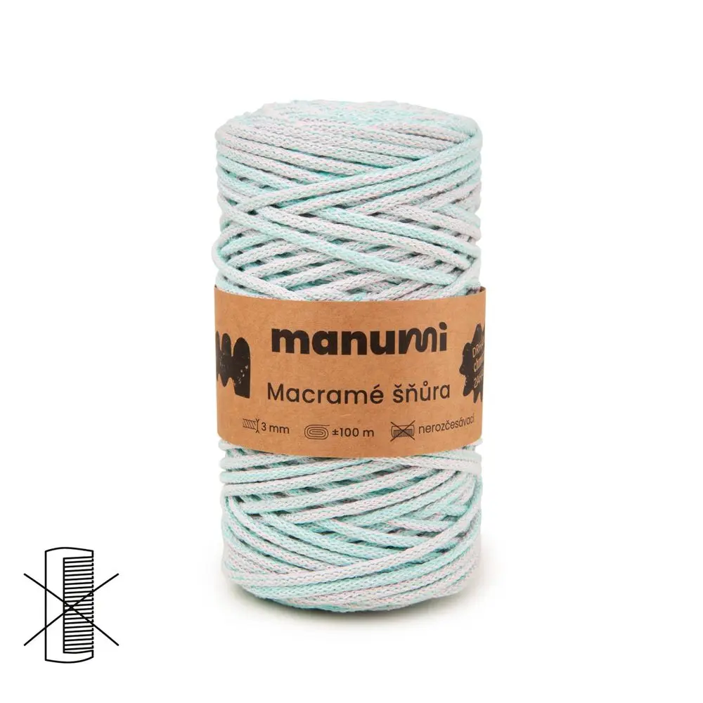 Manumi macramé šňůra 3mm pastelová - 3 ks