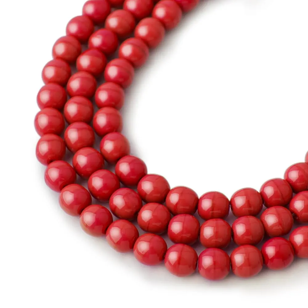 Manumi české skleněné mačkané kuličky 6 mm Dark Red Opaque - 150 ks