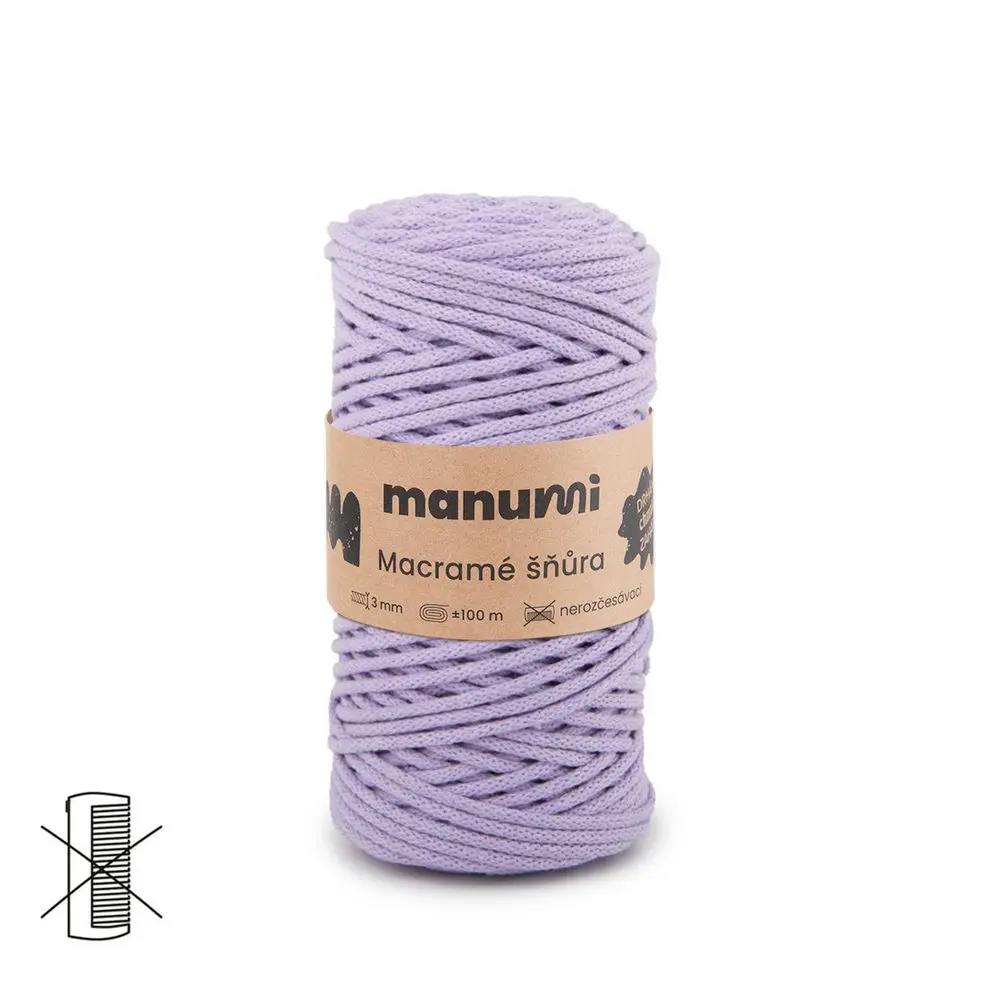 Manumi Macramé šňůra 3mm levandulová -