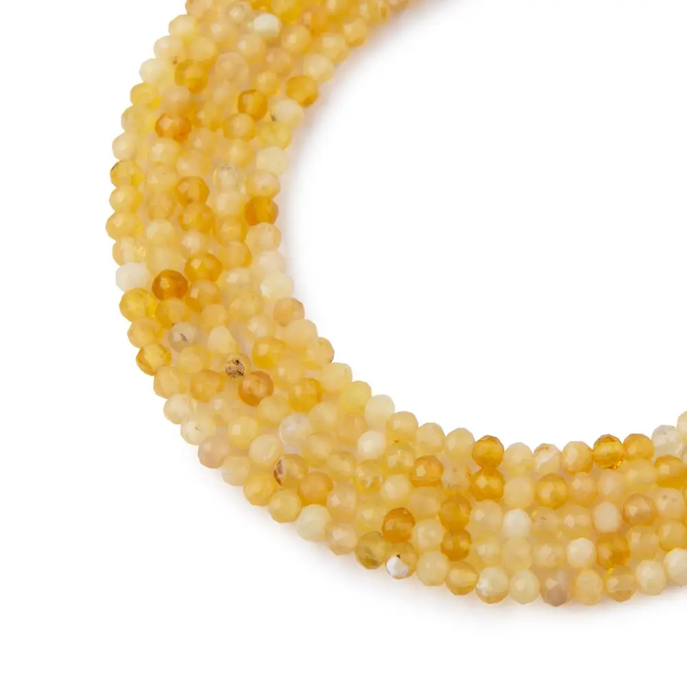 Korálky z minerálu Žlutý opál AA 3 mm broušené - 18 cm