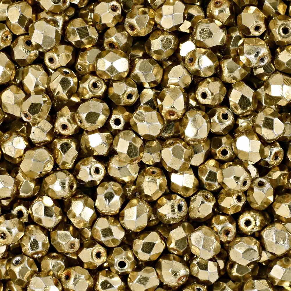 Manumi české broušené korálky 4 mm Coated Golden - 45 ks