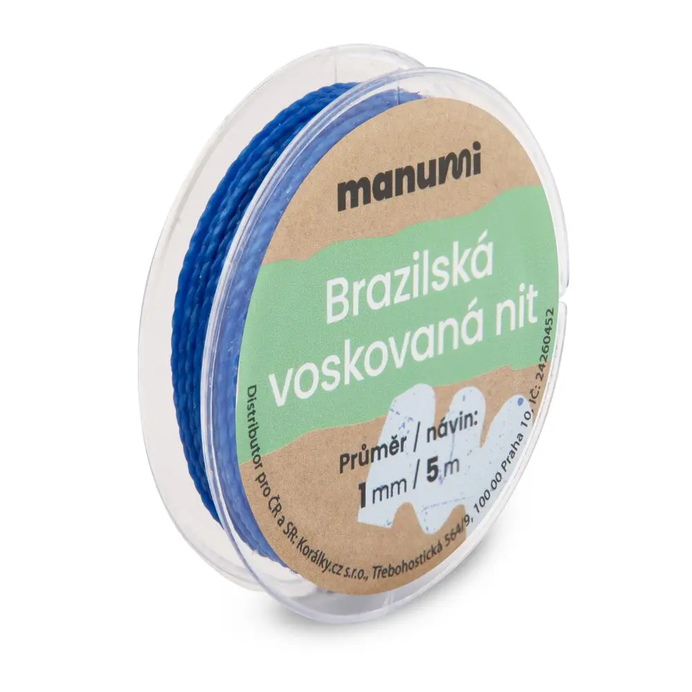 Manumi Brazilská voskovaná nit 1 mm/5m modrá - 1 ks