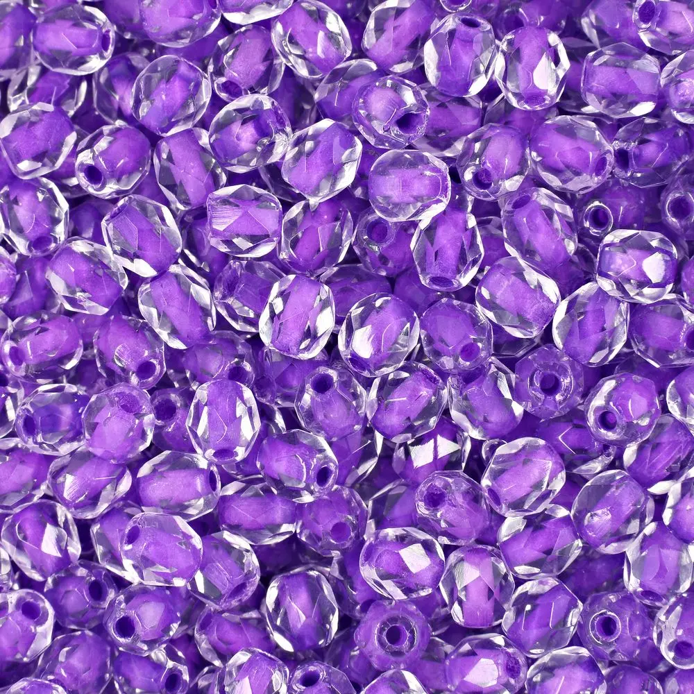 Manumi české broušené korálky 4 mm Crystal Violet Lined - 45 ks