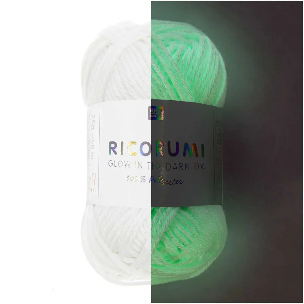 Rico design háčkovací příze Ricorumi dk bílá svítící ve tmě -