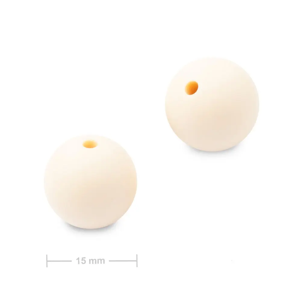Silikonové kulaté korálky 15 mm Cream - 15 ks