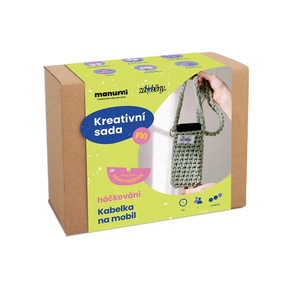 Manumi kreativní sada na háčkovanou kabelku na mobil - 1 ks