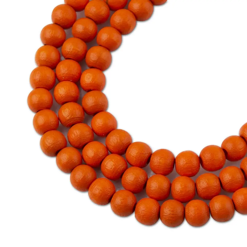 Manumi české dřevěné korálky 6 mm oranžové -