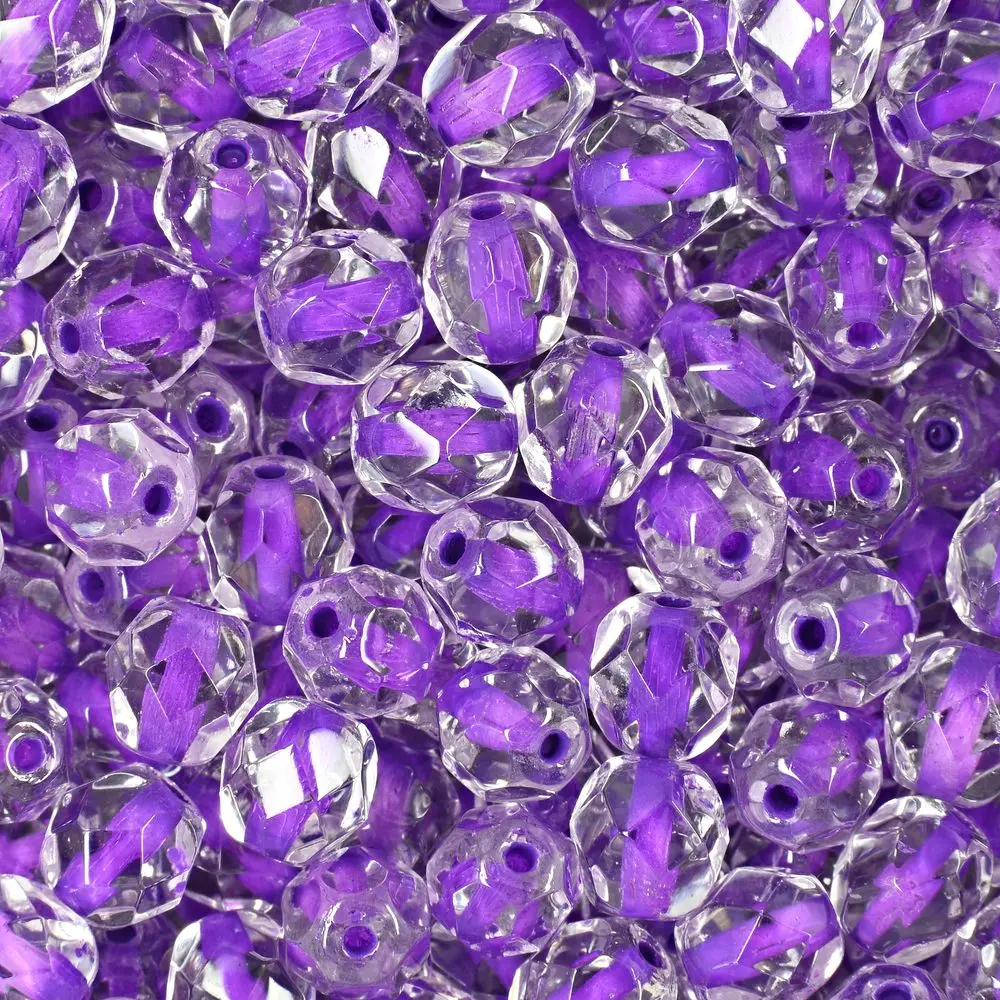 Manumi české broušené korálky 6 mm Crystal Violet Lined - 30 ks