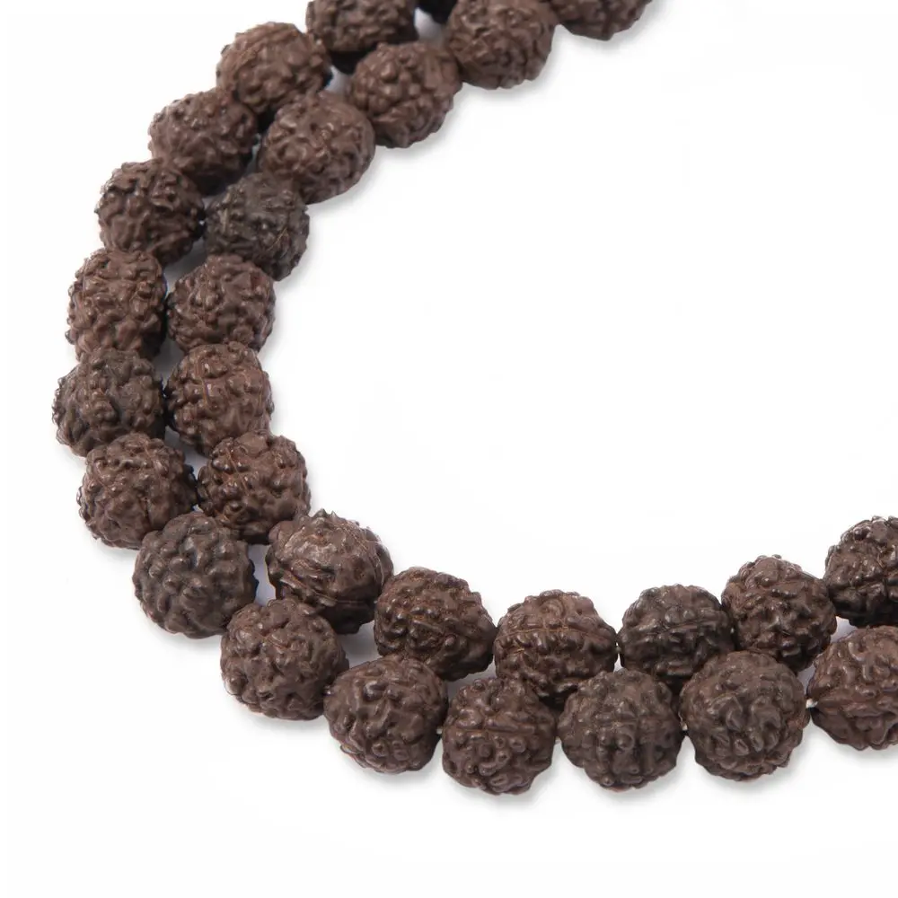 Korálek ze semínka Rudraksha dobarvovaný tmavě hnědý 8 mm - 8 ks