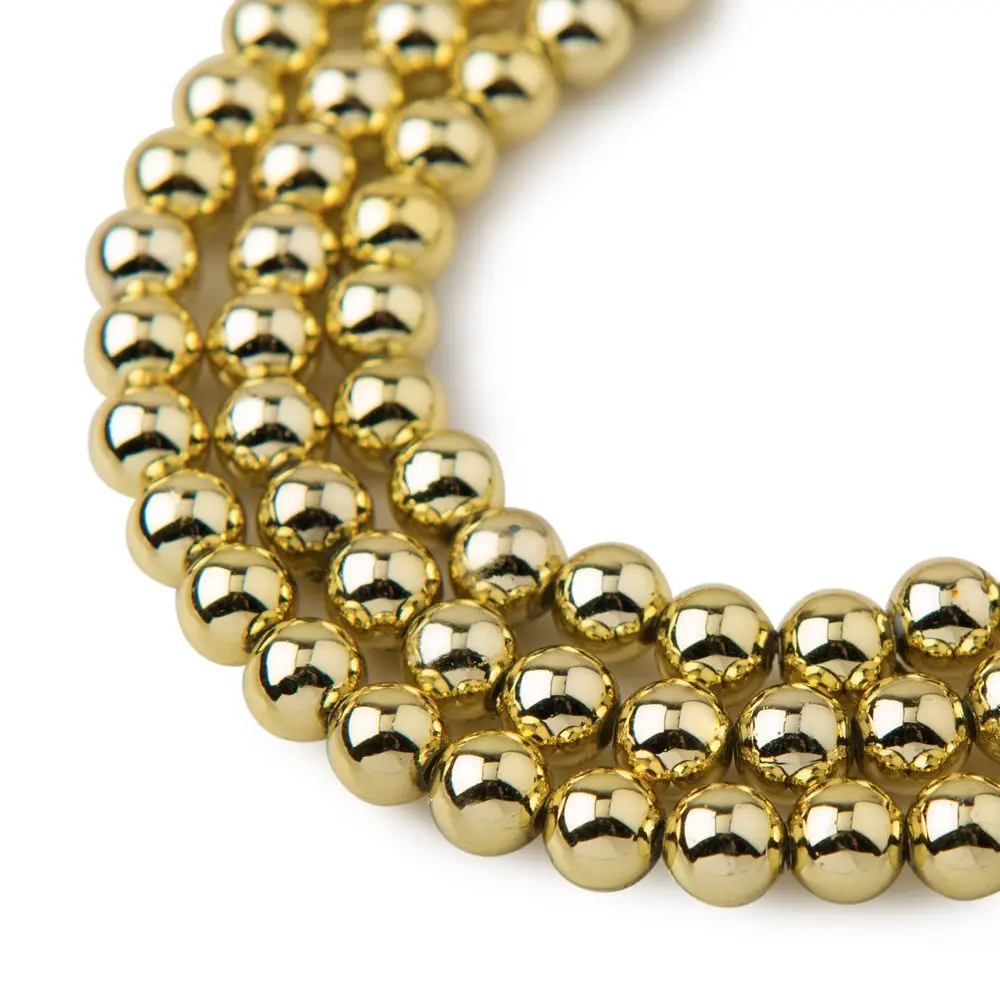 Manumi akrylové metalické perle 6 mm v barvě zlata - 30 ks