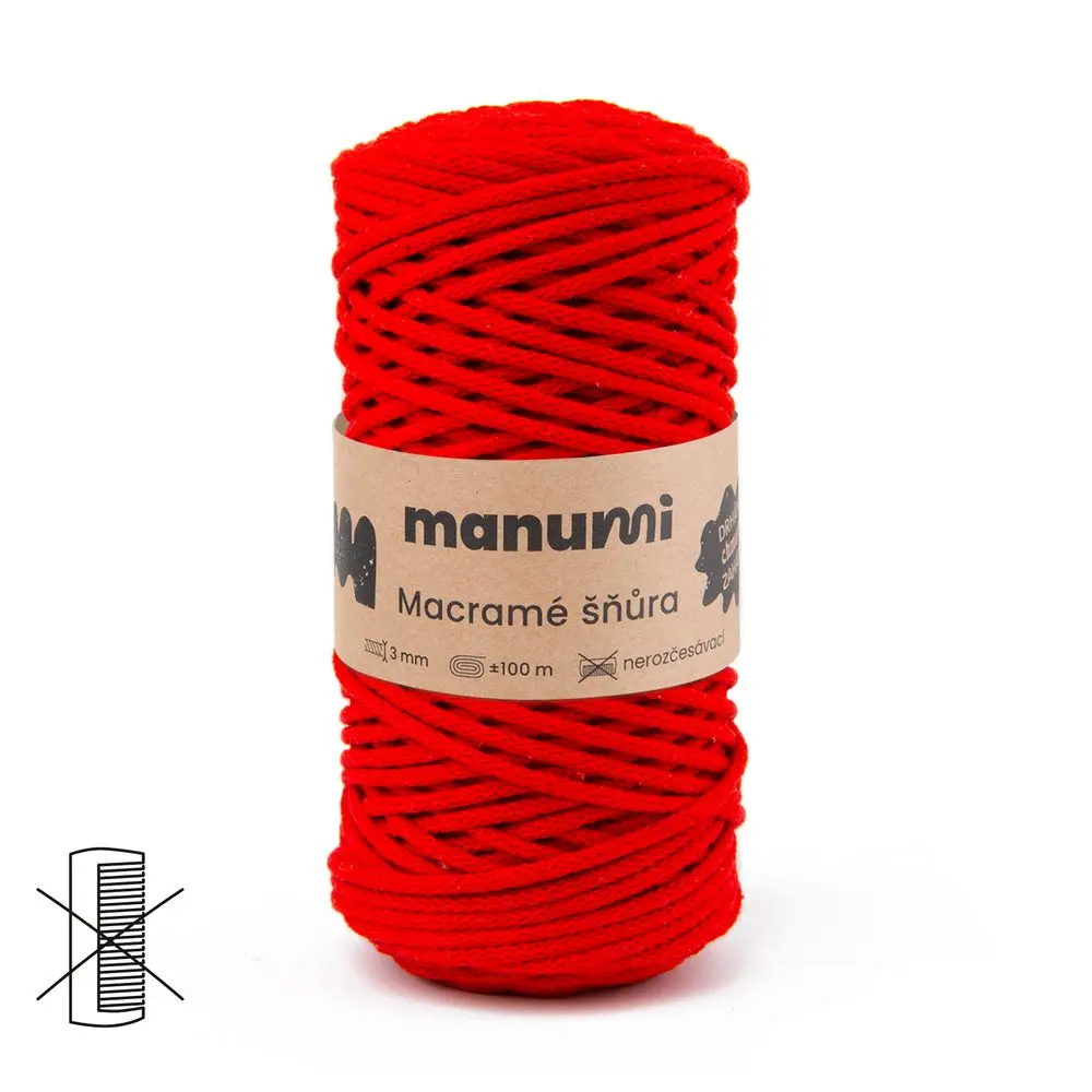 Manumi Macramé šňůra 3mm červená - 1 ks