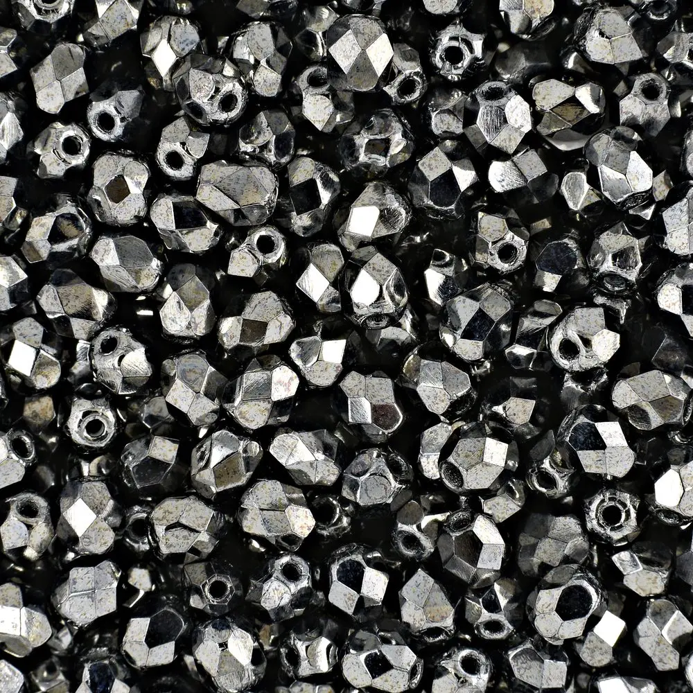 Manumi české broušené korálky 4 mm Hematite - 45 ks