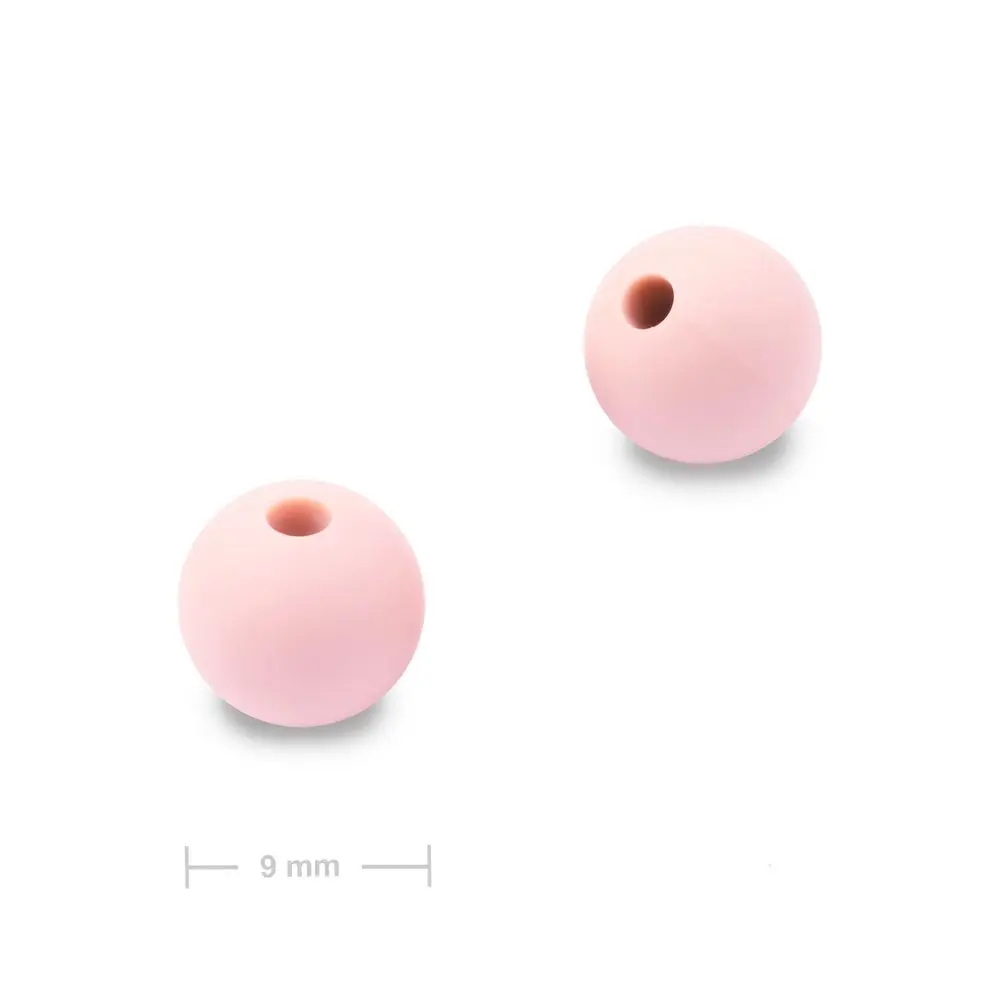 Silikonové kulaté korálky 9 mm Baby Pink - 30 ks