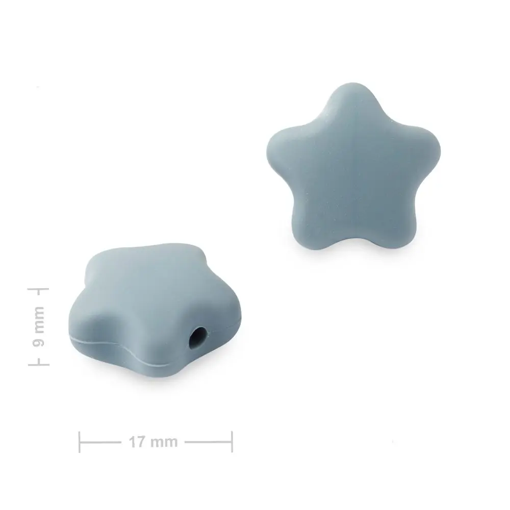 Silikonové korálky hvězdička 17x16x9 mm Dim Grey - 15 ks
