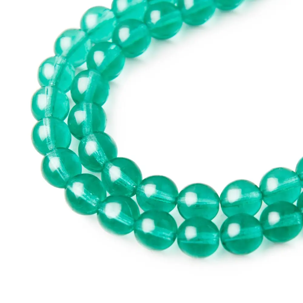 Manumi české skleněné mačkané kuličky 8 mm Green Aquamarine - 110 ks