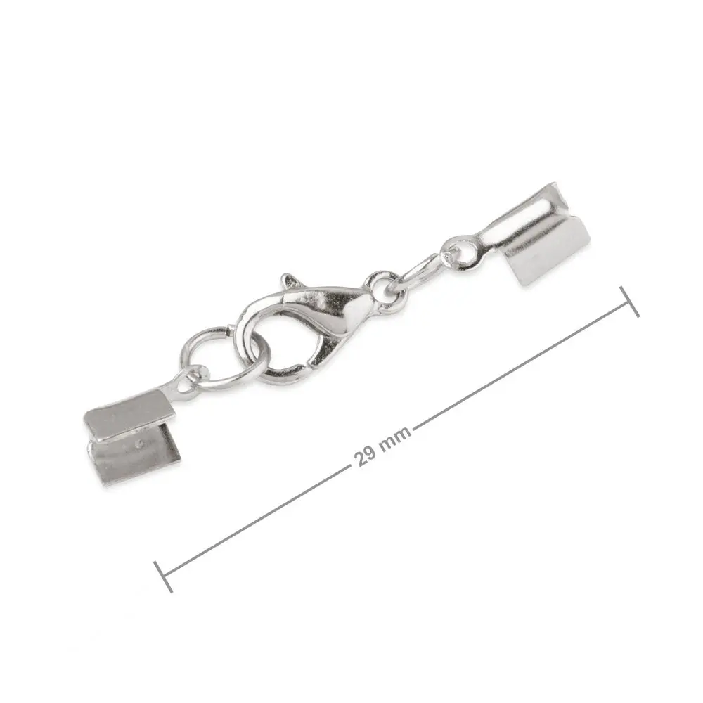 Set plochých 2 mm koncovek s karabinkou v barvě platiny -