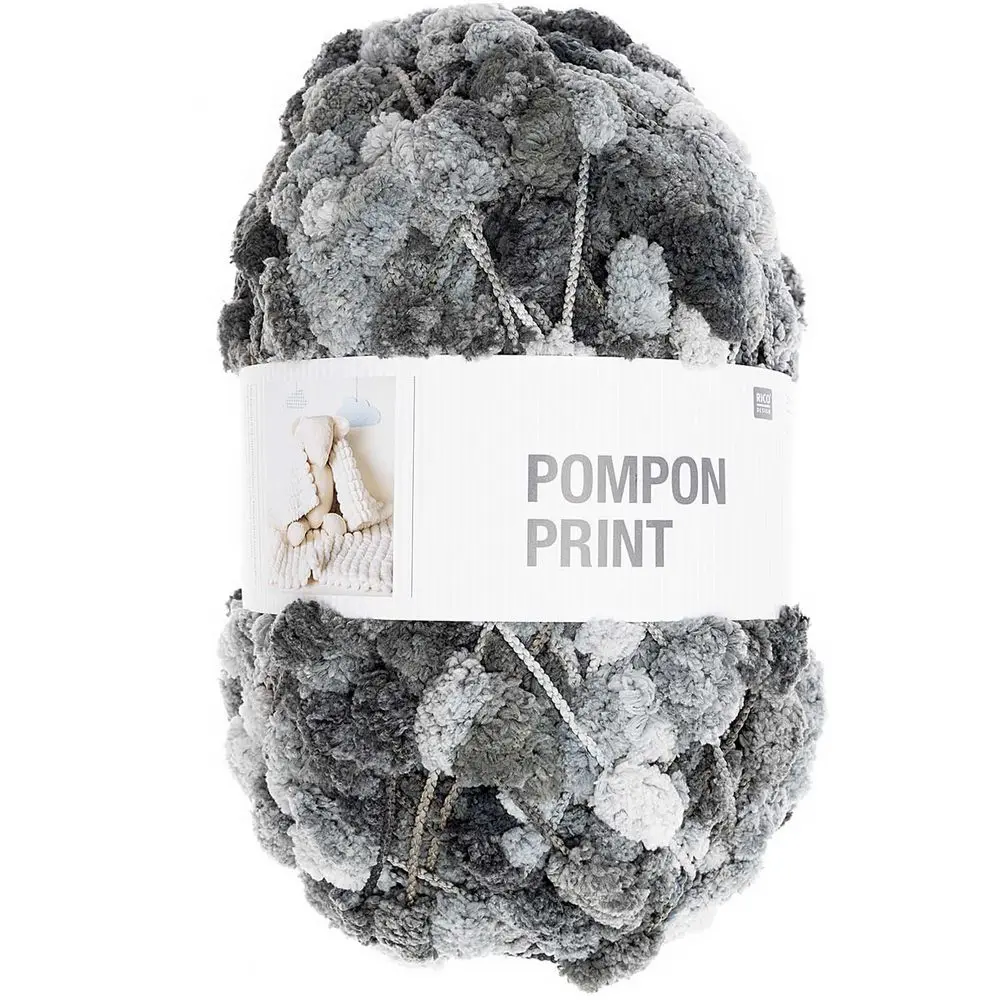 Rico design háčkovací bambulková příze POMPON Print šedý mix -