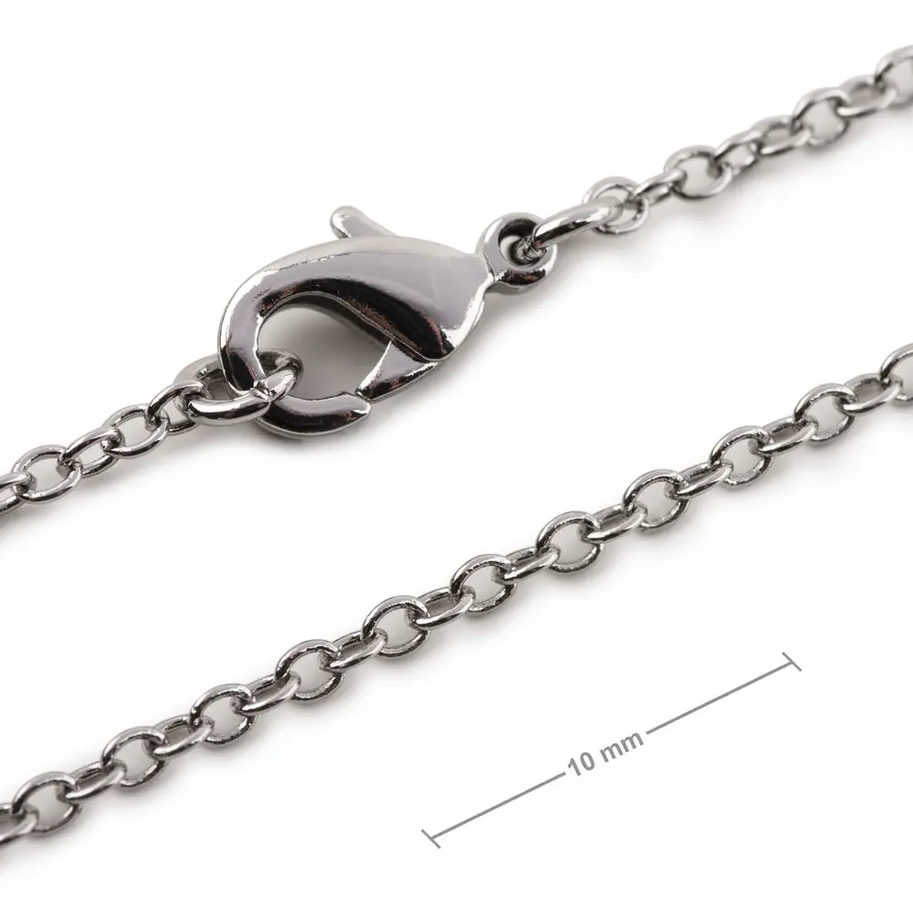 Bižuterní řetízek s 2 mm okem se zapínáním v barvě platiny 45cm - 5 ks