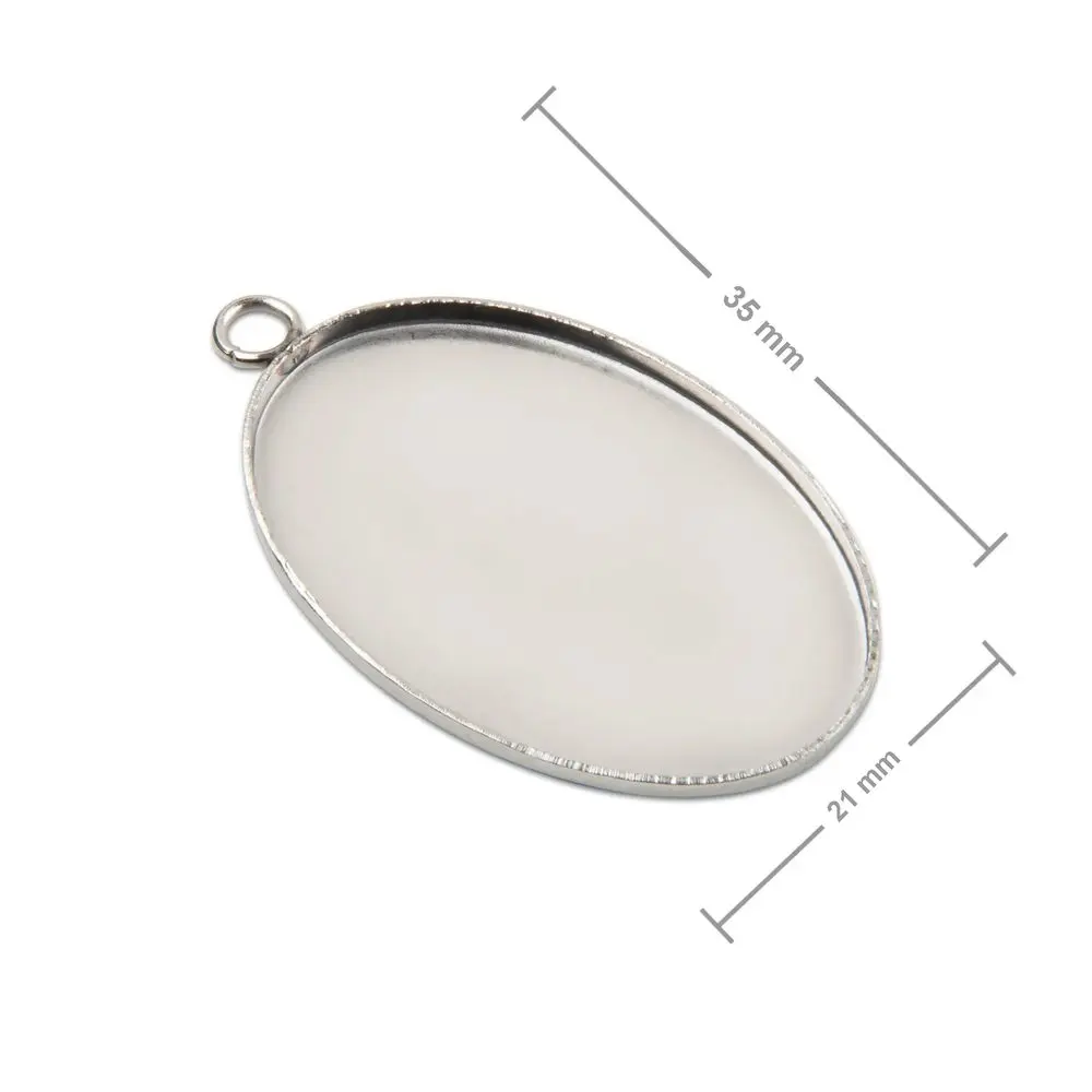 Bižuterní lůžko na přívěsek ovál 30 x 20 mm z chirurgické oceli - 20 ks