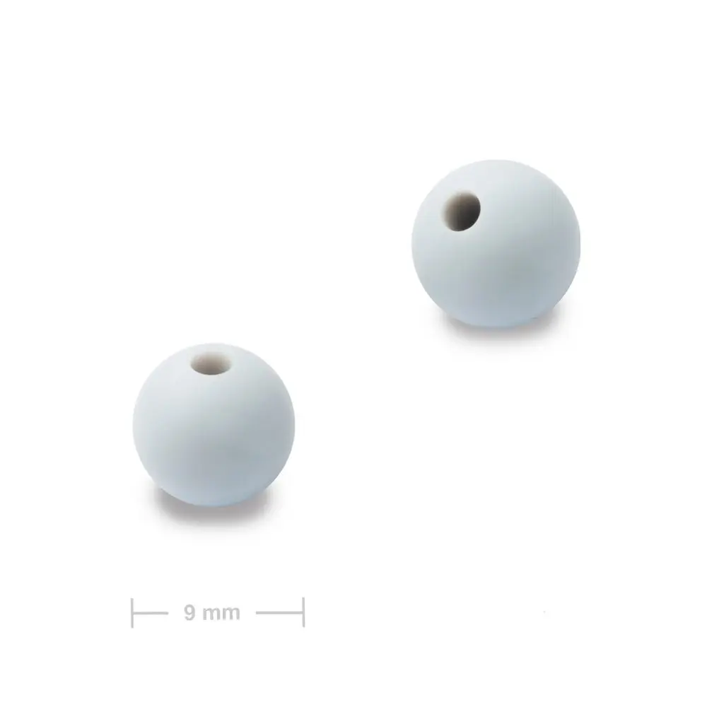 Silikonové kulaté korálky 9 mm Cloud Grey - 6 ks