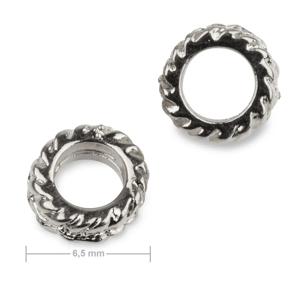 Kovový korálek mezidíl kolečko 6,5 mm v barvě platiny - 60 ks