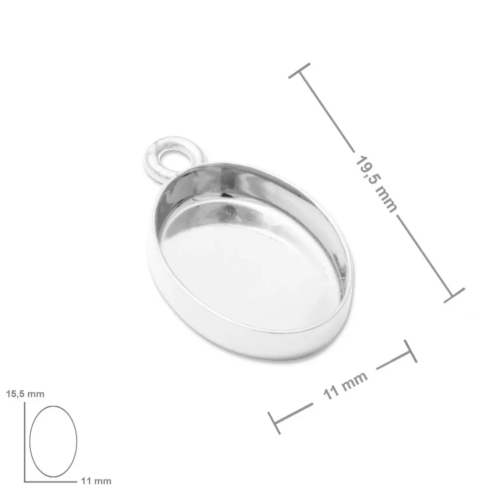 Stříbrný přívěsek s lůžkem 14 x 10 mm -