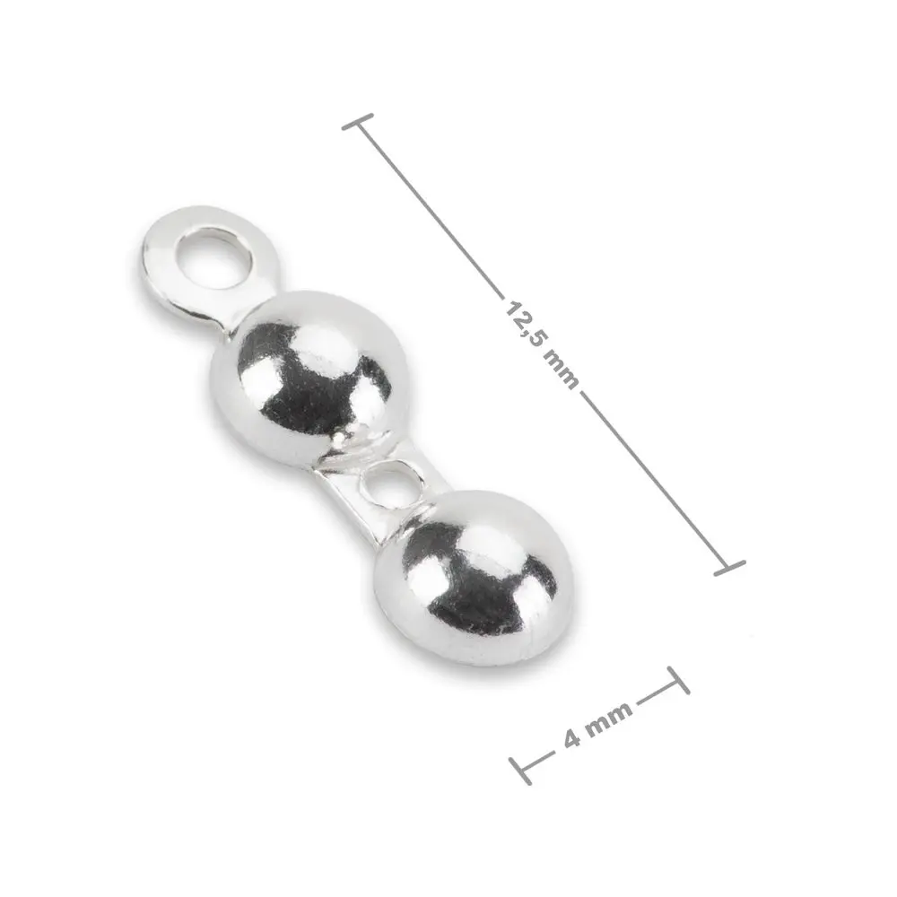 Stříbrná dvoumisková kalota s očkem 12,5 x 4 mm -
