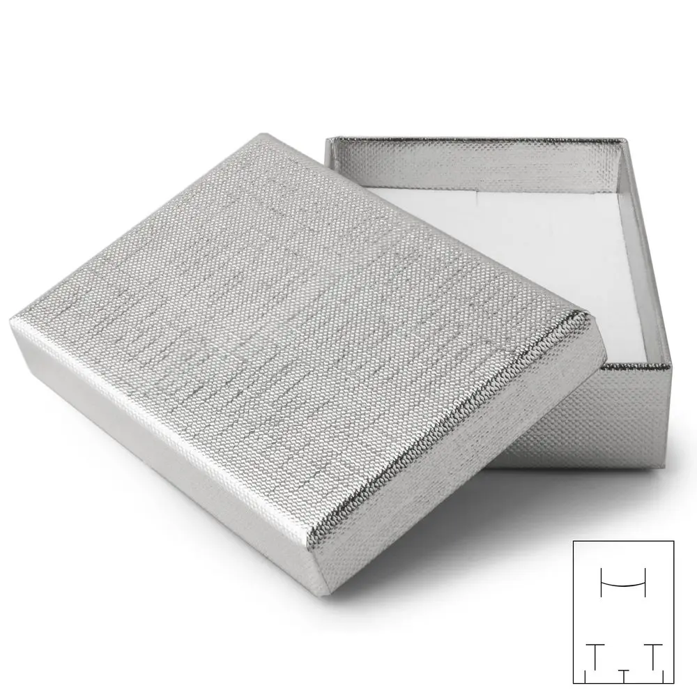 Dárková krabička na šperk stříbrná 93x63x23mm -